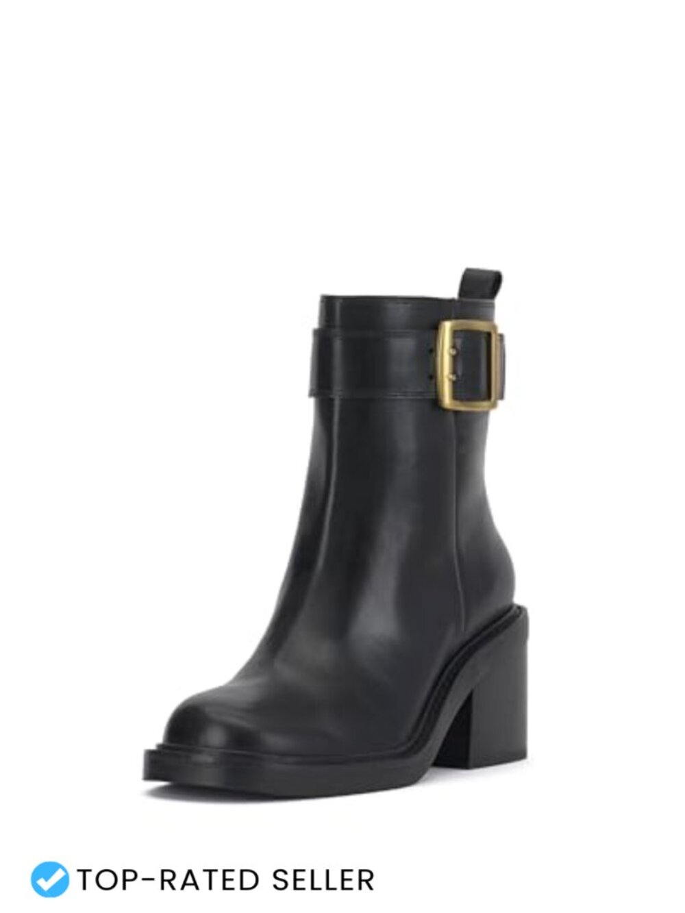 Vince Camuto Bembonie Leather Stacked Heel Ankle Bootie